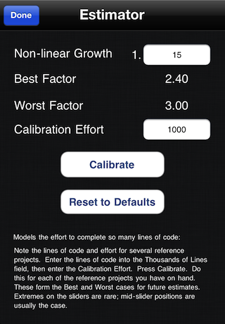 Flipside backside of SnapEng S Estimator app